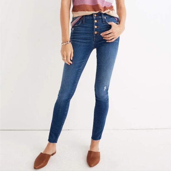 Madewell 10" High-Rise Skinny Jeans in Hanna Wash Size 28 Stretch - Picture 1 of 14
